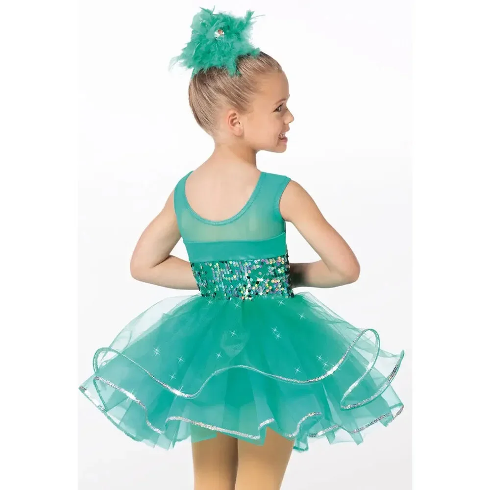 Pre-Owned Dance Costume Large Child Teal Weissman 14761 Tap Jazz Pageant Tutu S